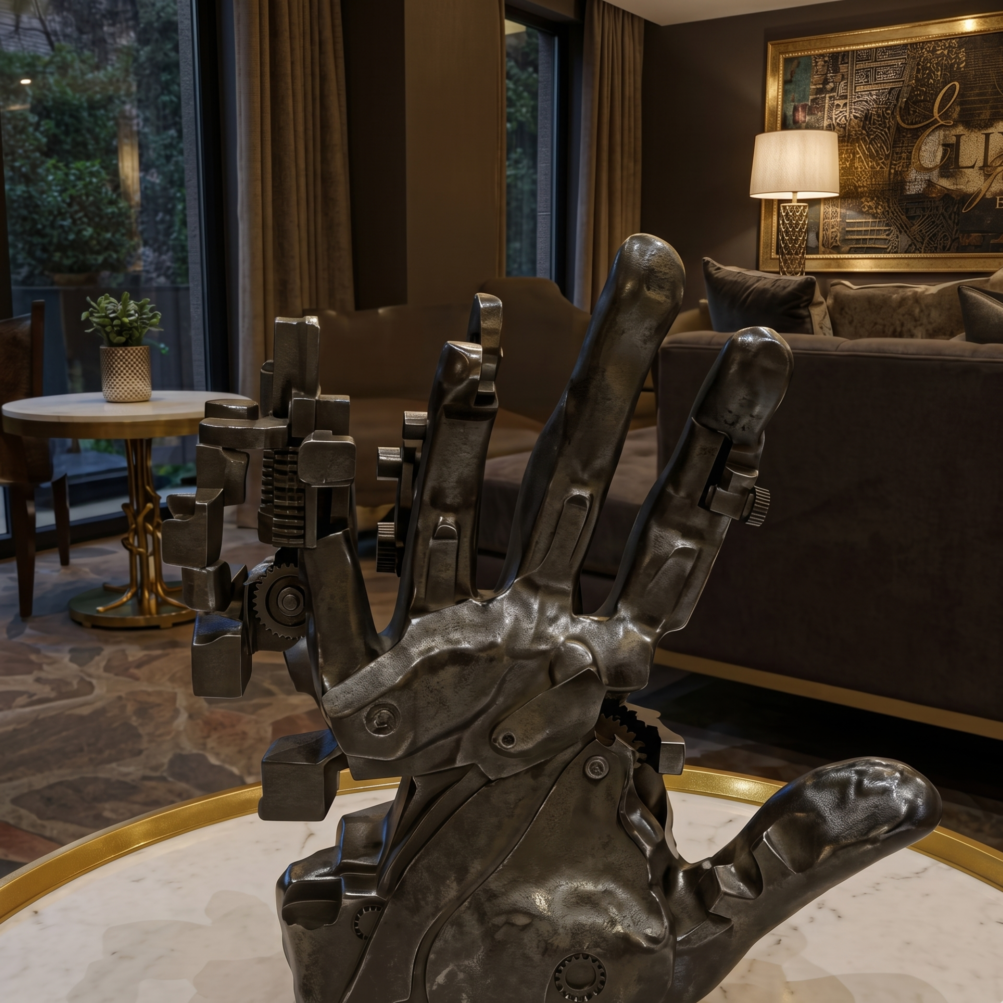 modern abstract hand sculpture, matte black resin, wall mounted design by luxeholic