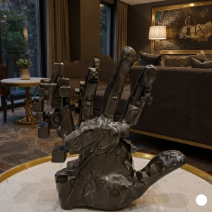 modern abstract hand sculpture, matte black resin, wall mounted design by luxeholic