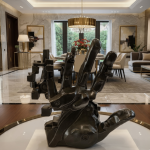 modern abstract hand sculpture, matte black resin, wall mounted design by luxeholic