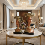 luxeholic african queen bust sculpture decor fruit bowl elegant gold statue key holder