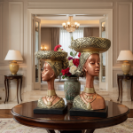 luxeholic african queen bust sculpture decor fruit bowl elegant gold statue key holder