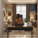 16" antique copper ganesha fiber water fountain led indoor waterfall