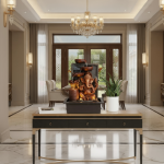 16" antique copper ganesha fiber water fountain led indoor waterfall