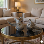 bronze finish swan statues luxeholic luxury home decor, set of 2