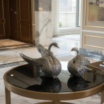 bronze finish swan statues luxeholic luxury home decor, set of 2