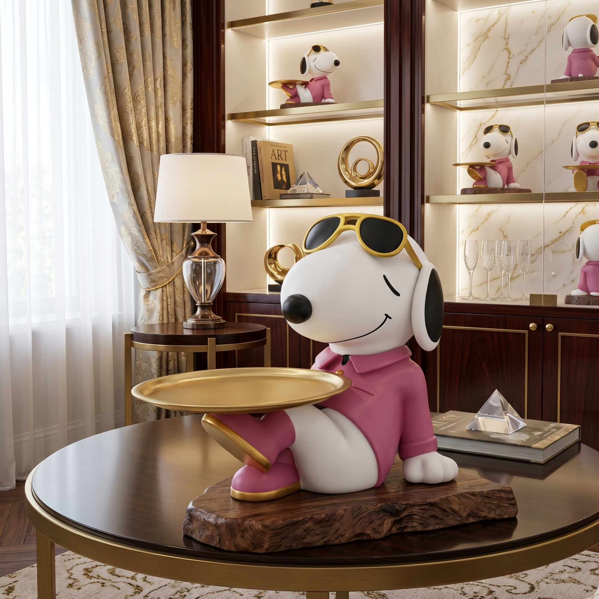 dog butler statue sculpture with storage tray modern resin decor by luxeholic