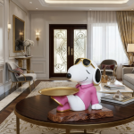 dog butler statue sculpture with storage tray modern resin decor by luxeholic