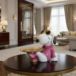 dog butler statue sculpture with storage tray modern resin decor by luxeholic