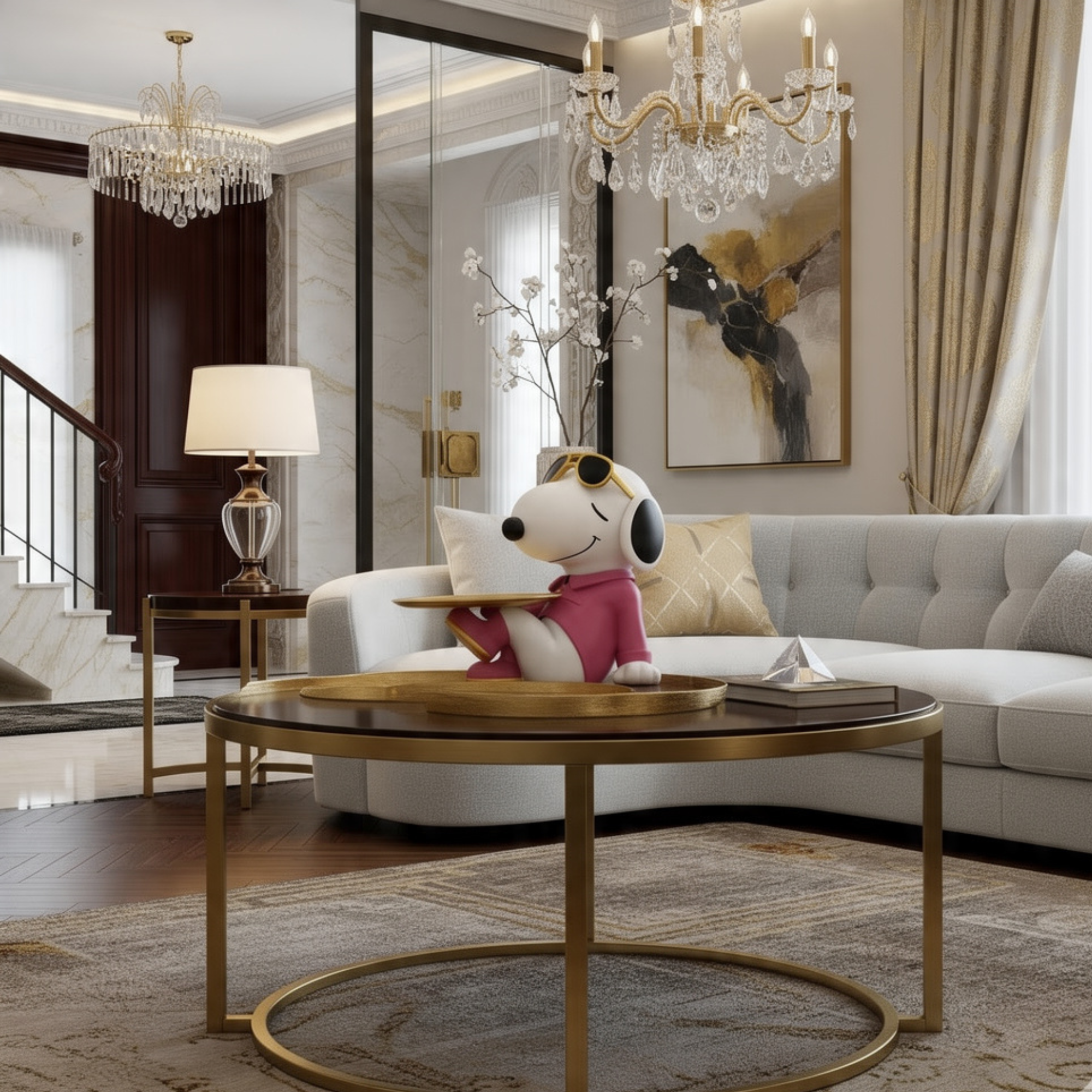 dog butler statue sculpture with storage tray modern resin decor by luxeholic