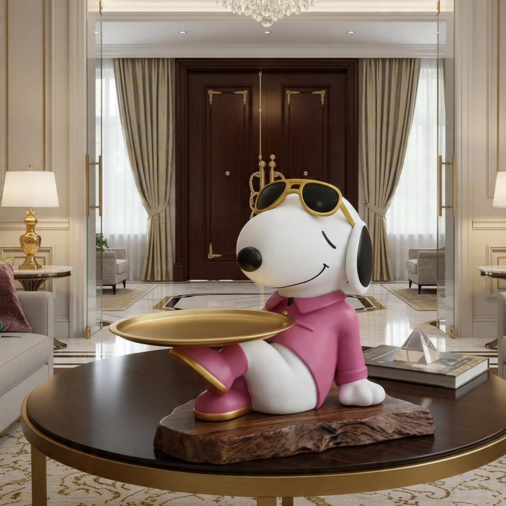 dog butler statue sculpture with storage tray modern resin decor by luxeholic