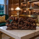 antique gold elephant herd sculpture resin table centerpiece wildlife lover gift by luxeholic