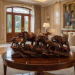 antique gold elephant herd sculpture resin table centerpiece wildlife lover gift by luxeholic
