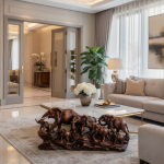 antique gold elephant herd sculpture resin table centerpiece wildlife lover gift by luxeholic