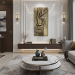 luxury abstract face wall sculpture: stone for modern living room decor. by luxeholic