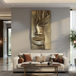 luxury abstract face wall sculpture: stone for modern living room decor. by luxeholic