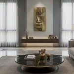 luxury abstract face wall sculpture: stone for modern living room decor. by luxeholic