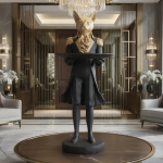 modern fox butler sculpture statue with storage tray luxury resin animal by luxeholic