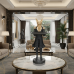 modern fox butler sculpture statue with storage tray luxury resin animal by luxeholic