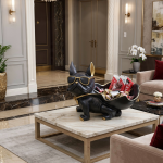 black & gold french bulldog butler sculpture statue: modern resin by luxeholic