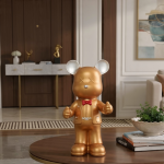 luxury gold butler bear sculpture statue with serving tray modern metallic home decor organizer