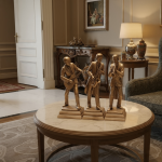 gold jazz band musician sculpture statues luxury trio set elegant modern music by luxeholic