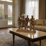 gold jazz band musician sculpture statues luxury trio set elegant modern music by luxeholic