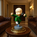 set of 4 kung fu monk whimsical shaolin zen home decor sculpture by luxeholic