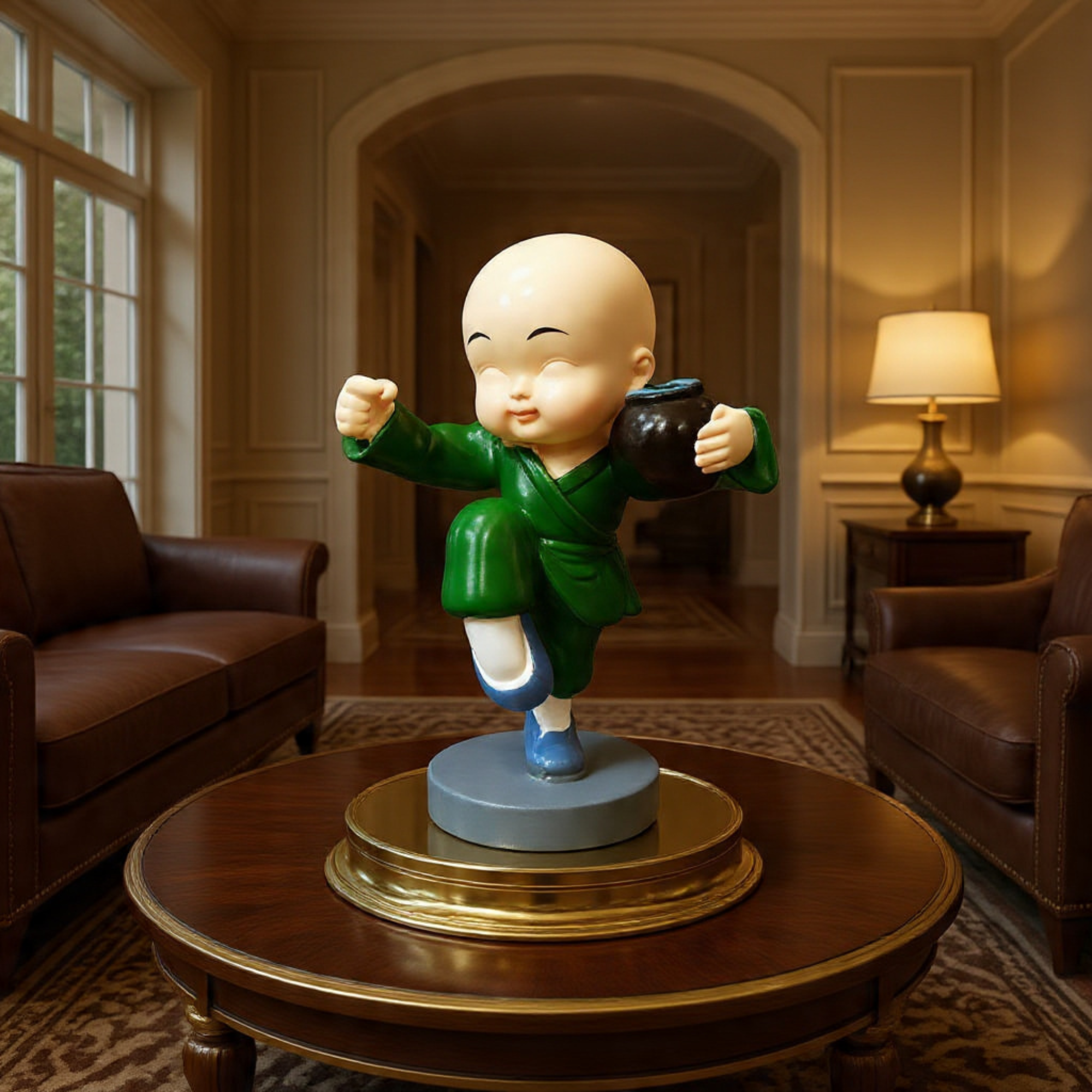 set of 4 kung fu monk whimsical shaolin zen home decor sculpture by luxeholic