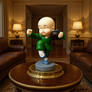 set of 4 kung fu monk whimsical shaolin zen home decor sculpture by luxeholic