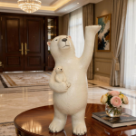 luxeholic modern polar bear mother and cub statue sculpture minimalist white animal decor
