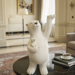 luxeholic modern polar bear mother and cub statue sculpture minimalist white animal decor