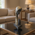 modern praying muse bust elegant gold black textured zen decorative sculpture by luxeholic