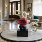 modern rock paper scissors hand sculpture bold tricolor trio statue by luxeholic