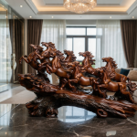 seven running horses feng shui statue lucky wealth home decor