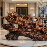 seven running horses feng shui statue lucky wealth home decor