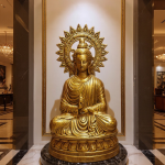 antique gold sun halo buddha statue large ornate home decor