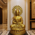 antique gold sun halo buddha statue large ornate home decor