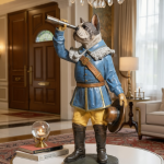 bulldog explorer sculpturestatue telescope dog figurine quirky decor dog lover gift by luxeholic