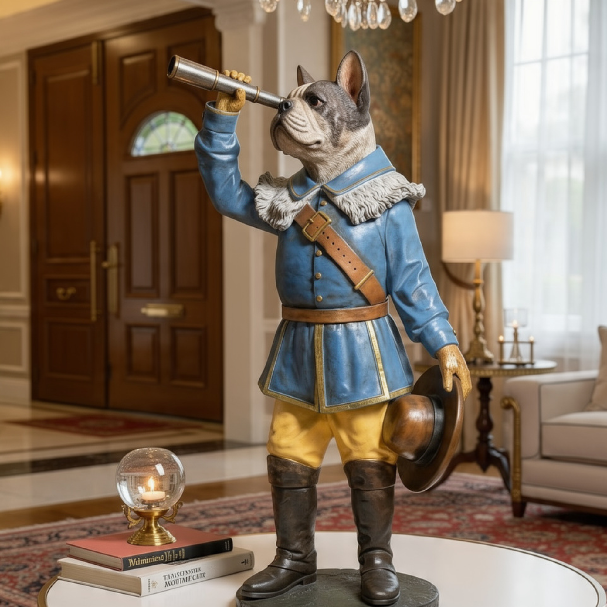 bulldog explorer sculpturestatue telescope dog figurine quirky decor dog lover gift by luxeholic