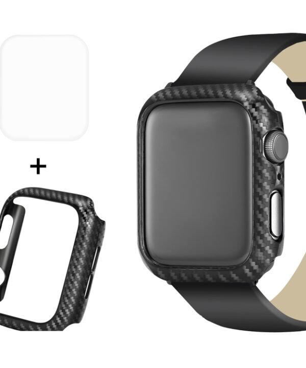 ENKAY Hat-Prince 2 in 1 Carbon Fiber Texture TPU Semi-clad Protective Shell + 3D Full Screen PET Curved Heat Bending HD Screen Protector For Apple Watch Series 6 / 5 / 4 / Watch SE 40mm