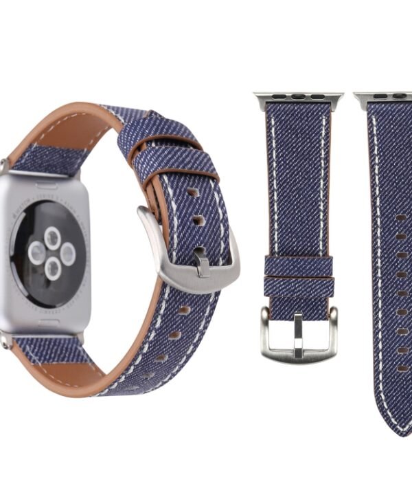 For Apple Watch Series 10 42mm / 9&8&7 41mm / SE 3&SE 2&6&SE&5&4 40mm / 3&2&1 38mm Simple Fashion Genuine Leather Cowboy Pattern Watch Band, 38mm