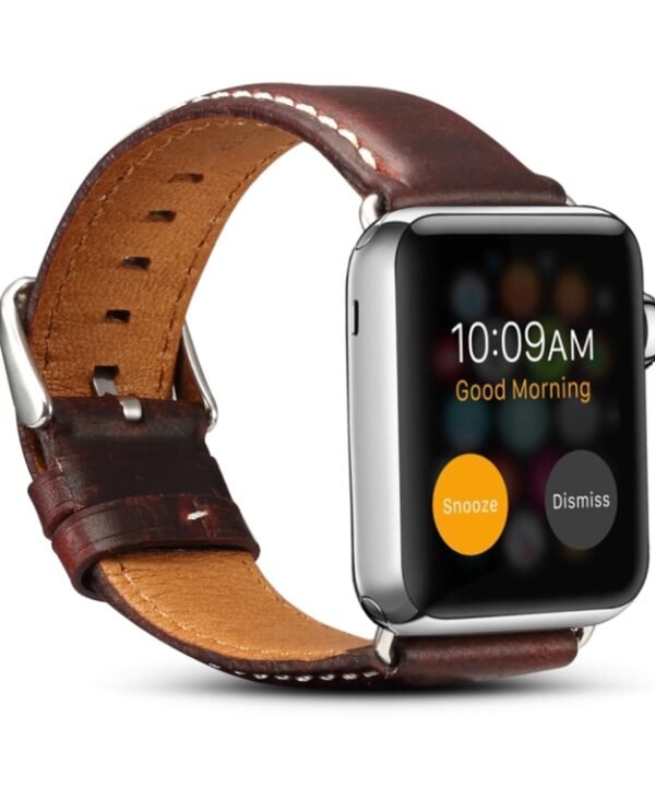 Denior Oil Wax Retro Watch Leather Watch Band for Apple Watch Series 7 45mm / 6 & SE & 5 & 4 44mm / 3 & 2 & 1 42mm
