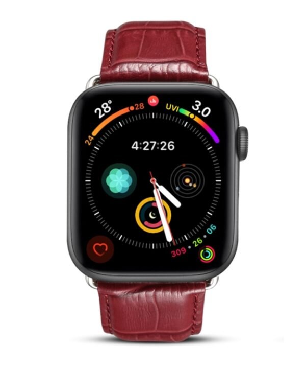 Denior Crocodile Grain Watch Cowhide Leather Watch Band for Apple Watch Ultra 49mm&Watch Ultra 2 49mm / Series 10 46mm / 9&8&7 45mm / SE 3&SE 2&6&SE&5&4 44mm / 3&2&1 42mm