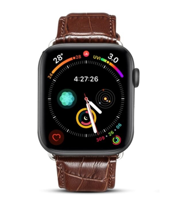 Denior Crocodile Grain Watch Cowhide Leather Watch Band for Apple Watch Series 10 42mm / 9&8&7 41mm / SE 3&SE 2&6&SE&5&4 40mm / 3&2&1 38mm