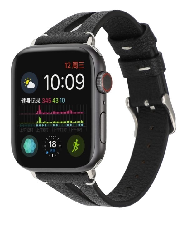 Simple V-shaped Leather Watch Band for Apple Watch Ultra 49mm&Watch Ultra 2 49mm / Series 10 46mm / 9&8&7 45mm / SE 3&SE 2&6&SE&5&4 44mm / 3&2&1 42mm