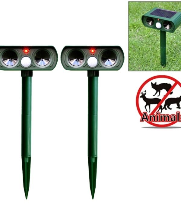 2 PCS Powerful Ultrasonic Solar-powered Animal Repeller With PIR Sensor & Light Sensor, Got the CE / ROHS Certification