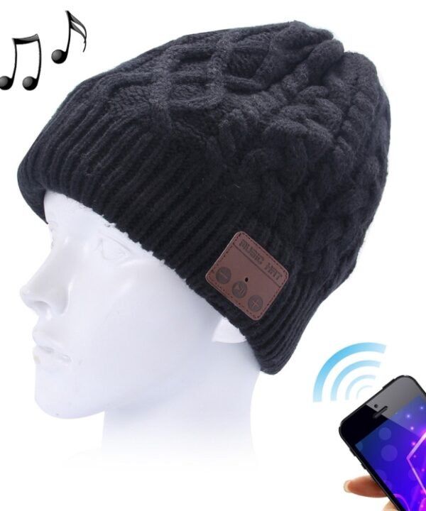 Wavy Textured Knitted Bluetooth Headset Warm Winter Beanie Hat with Mic for Boy & Girl & Adults