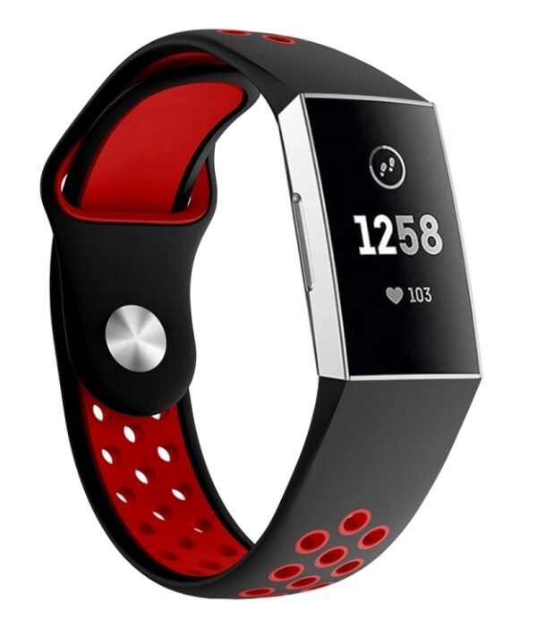 Two-color Round Hole Silicone Watch Band for Fitbit Charge 3, Watch Band Size:130-195mm