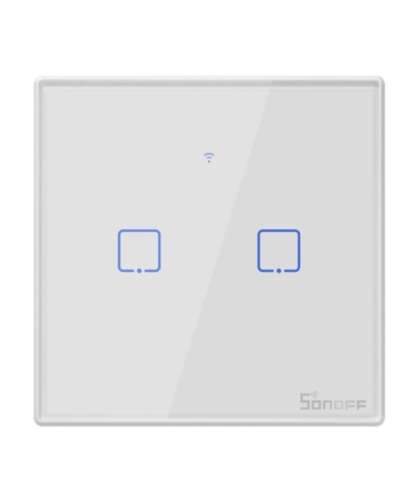 Sonoff T2 Touch 86mm Tempered Glass Panel Wall Switch Smart Home Light Touch Switch, Compatible with Alexa and Google Home, AC 100V-240V, EU Plug