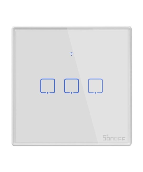 Sonoff T2 Touch 86mm Tempered Glass Panel Wall Switch Smart Home Light Touch Switch, Compatible with Alexa and Google Home, AC 100V-240V, EU Plug